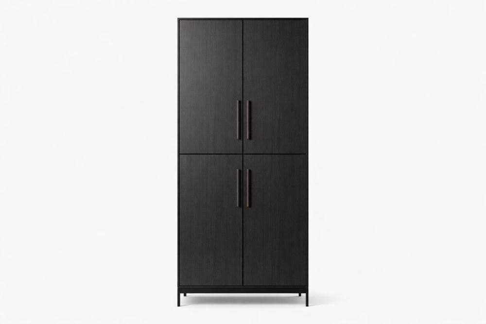Armoire 4 portes en MDF et acier Noir