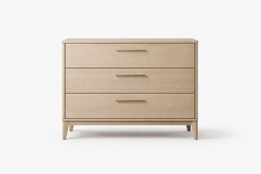 Commode en Chêne massif 3 Tiroirs Beige