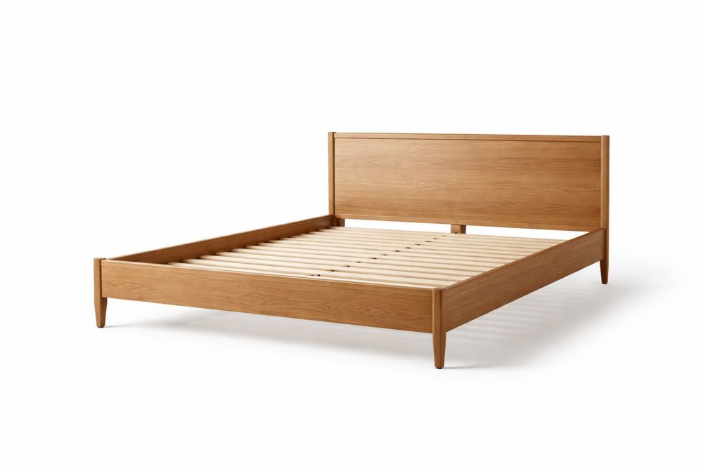 Lit double en chêne massif marron 200x160x90 cm