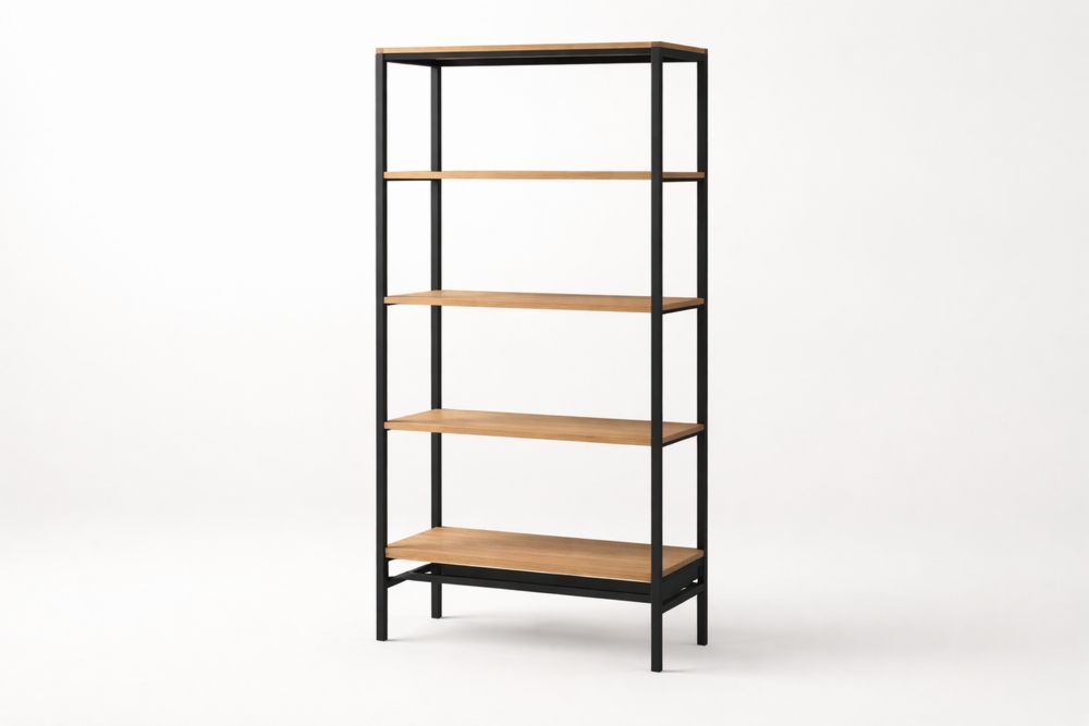 Étagère en aluminium et bois chêne/noir 180x90x40 cm