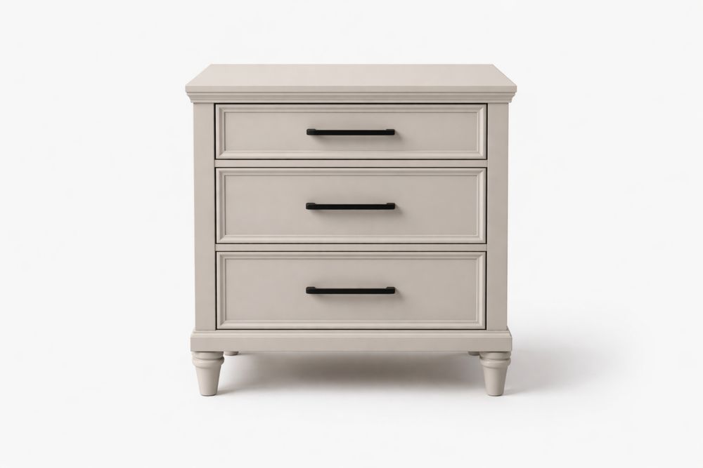 Commode en bois massif à 3 tiroirs Beige