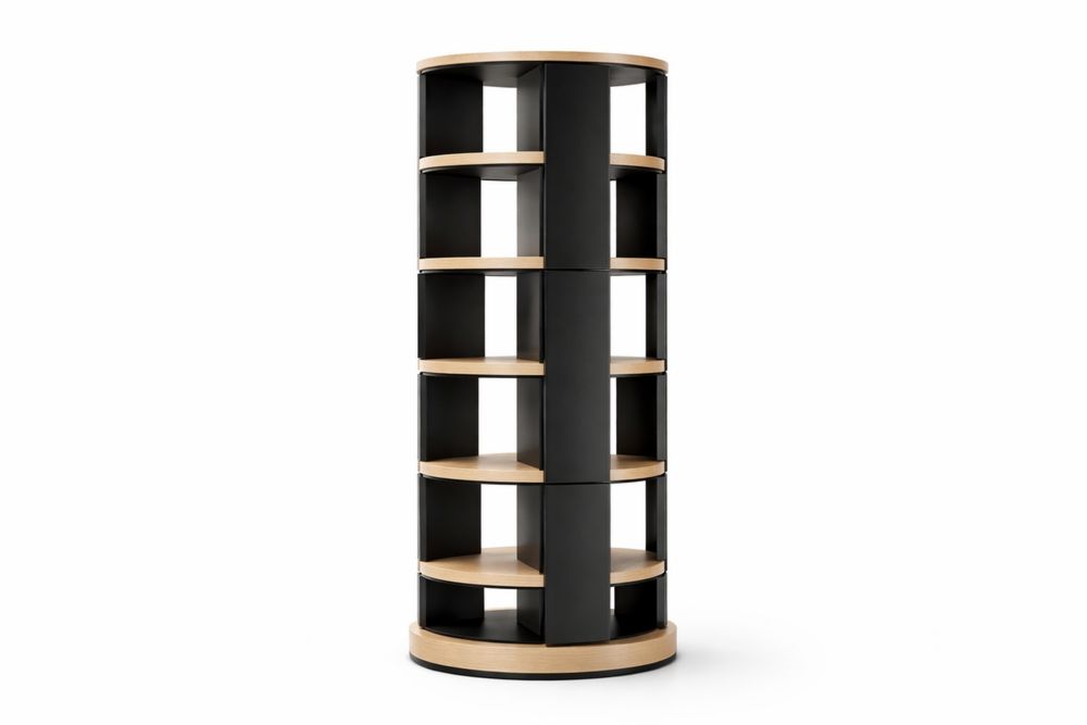 Étagère ronde pivotante en MDF et acier 6 niveaux