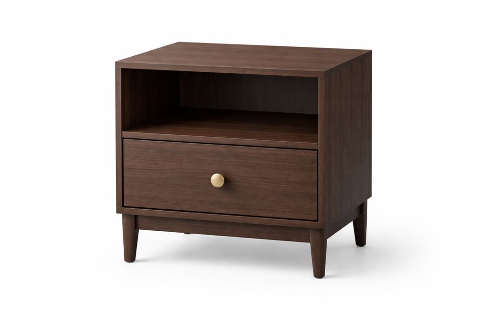 Table de chevet en bois massif avec tiroir et étagère 50x40x55 cm