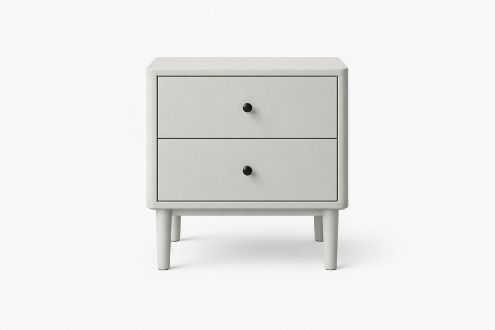 Table de chevet en MDF gris avec 2 tiroirs