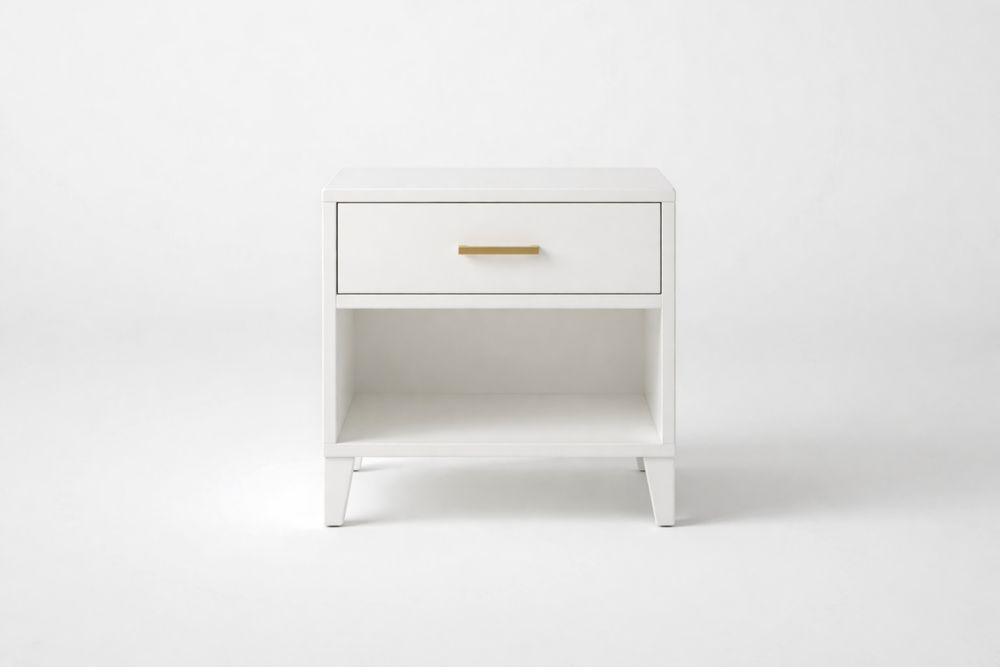 Table de Chevet Blanc en MDF avec Aluminium