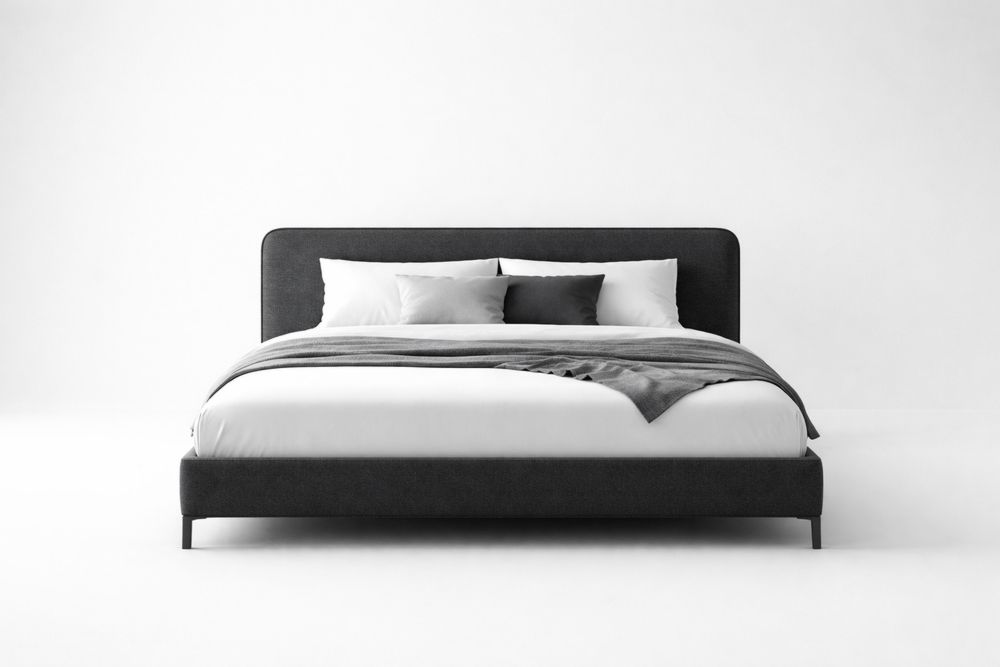 Lit double en tissu gris avec cadre en aluminium 200x160x100 cm