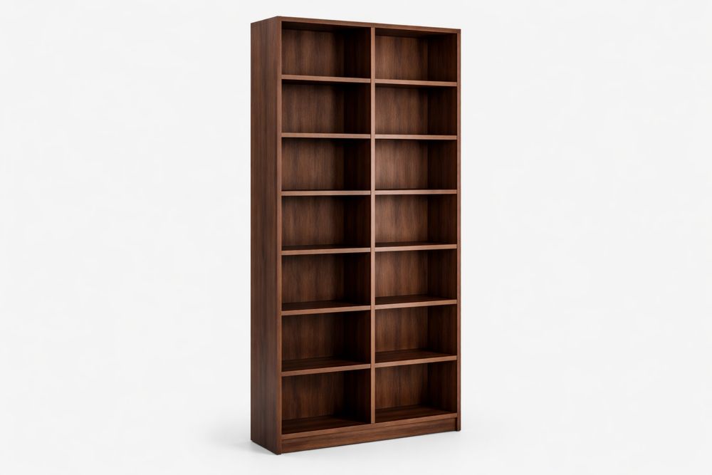 Bibliothèque rectangulaire en bois massif brun 200 cm x 100 cm x 30 cm