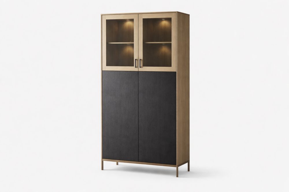 Armoire vitrée en bois massif et aluminium180x90x40 cm