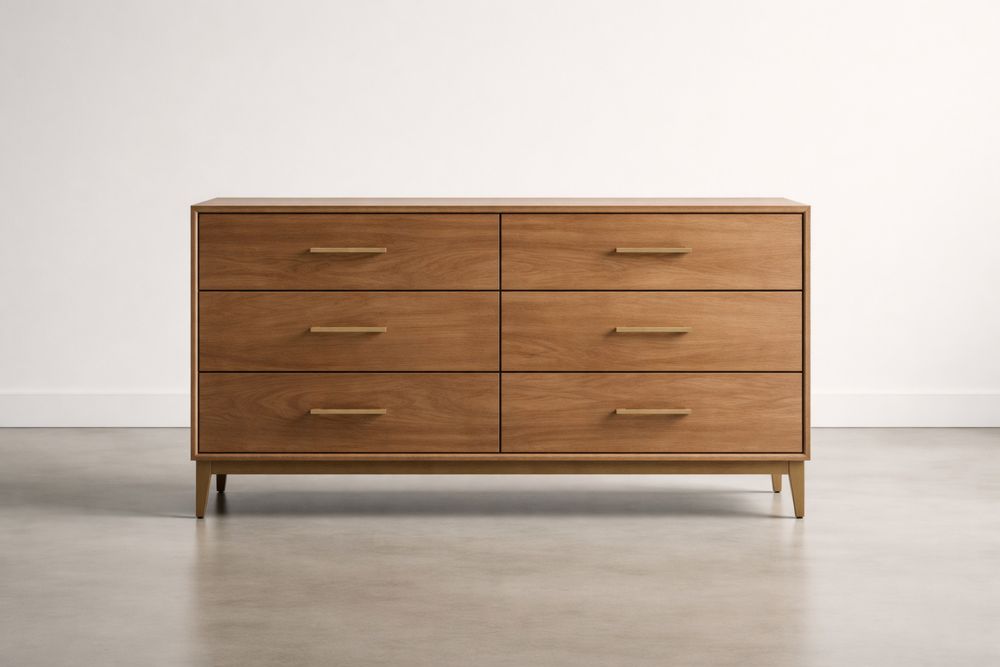 Commode à tiroirs en bois de chêne 6 tiroirs 150x50x80 cm