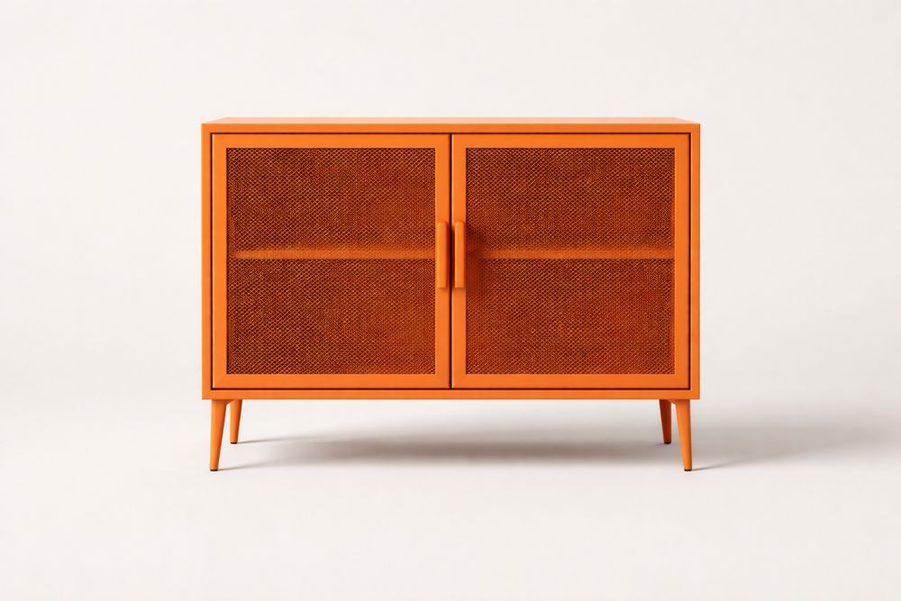 Buffet bas orange en aluminium perforé 80x40x75 cm