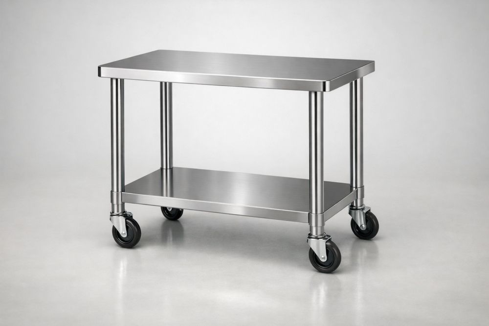 Chariots de bar en acier inoxydable avec étagère et roulettes