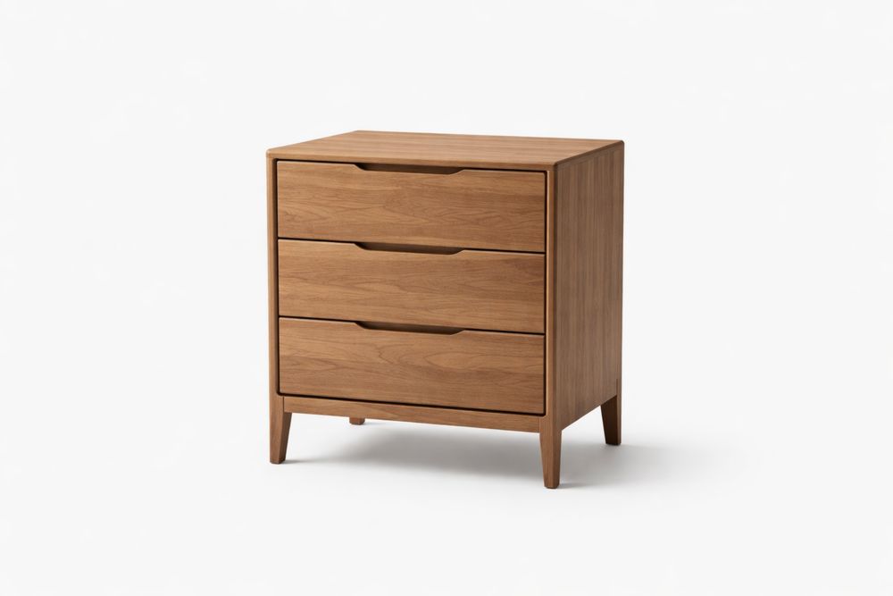 Commode en bois massif 3 tiroirs Brun