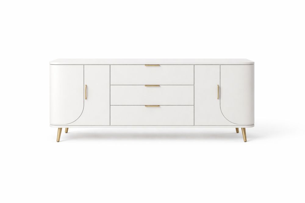 Buffet en MDF Blanc avec Pieds Aluminium