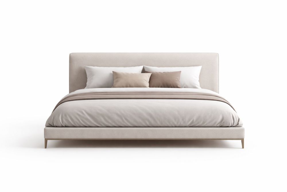 Lit double en tissu avec coussins inclus