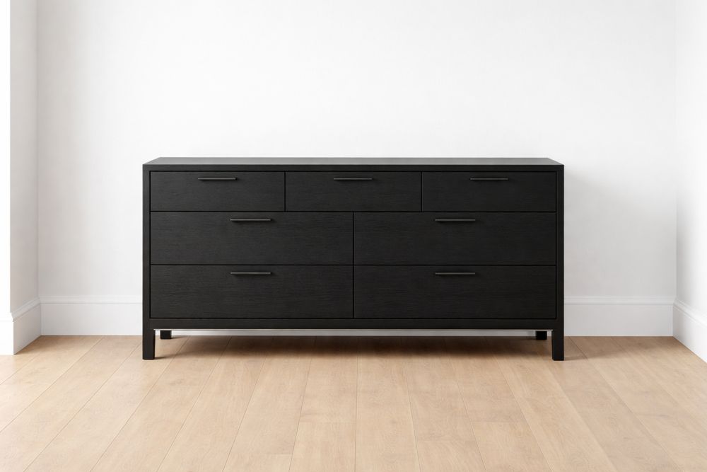 Commode en Bois Noir avec 7 Tiroirs-Caselivo