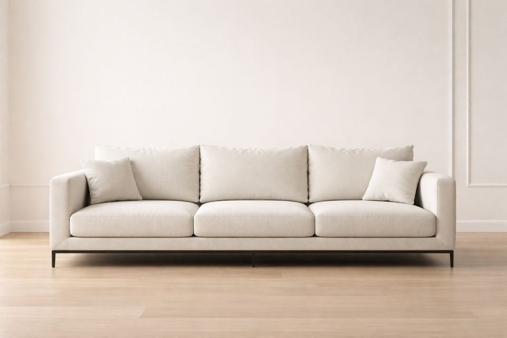 Canapé 3 places en tissu polyester beige-Caselivo