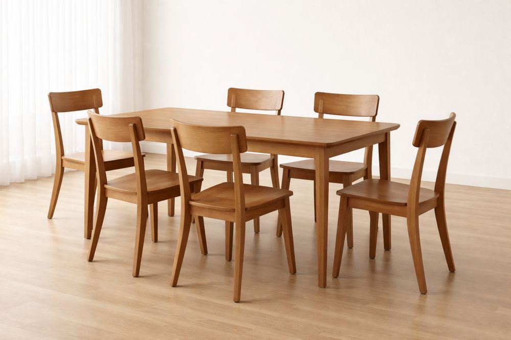 Ensemble de Salle à Manger en Bois avec 6 Chaises-Caselivo