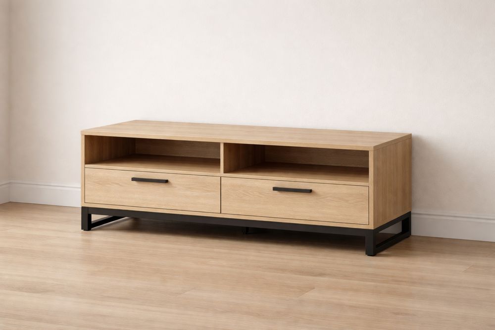 Meuble TV en Bois et Métal Noir-Caselivo