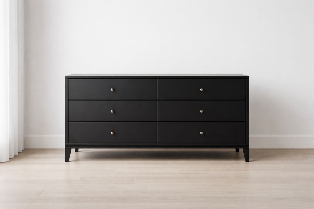 Commode en Bois avec 6 Tiroirs Noir-Caselivo