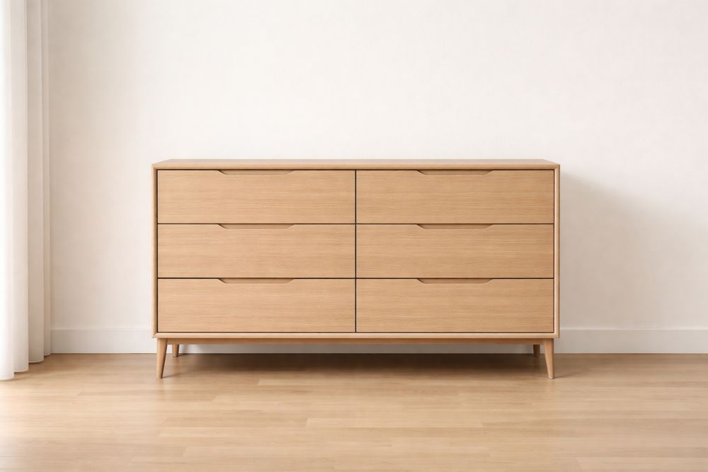 Commode en chêne à 6 tiroirs 140x45x80 cm-Caselivo