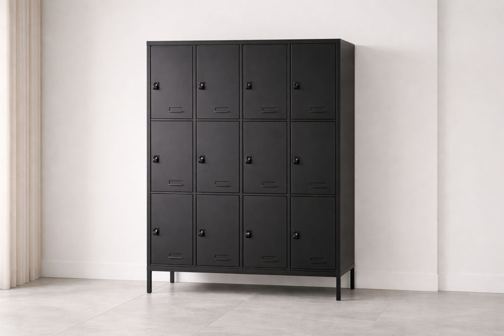 Armoire Métallique Noire 12 Casiers Acier-Caselivo