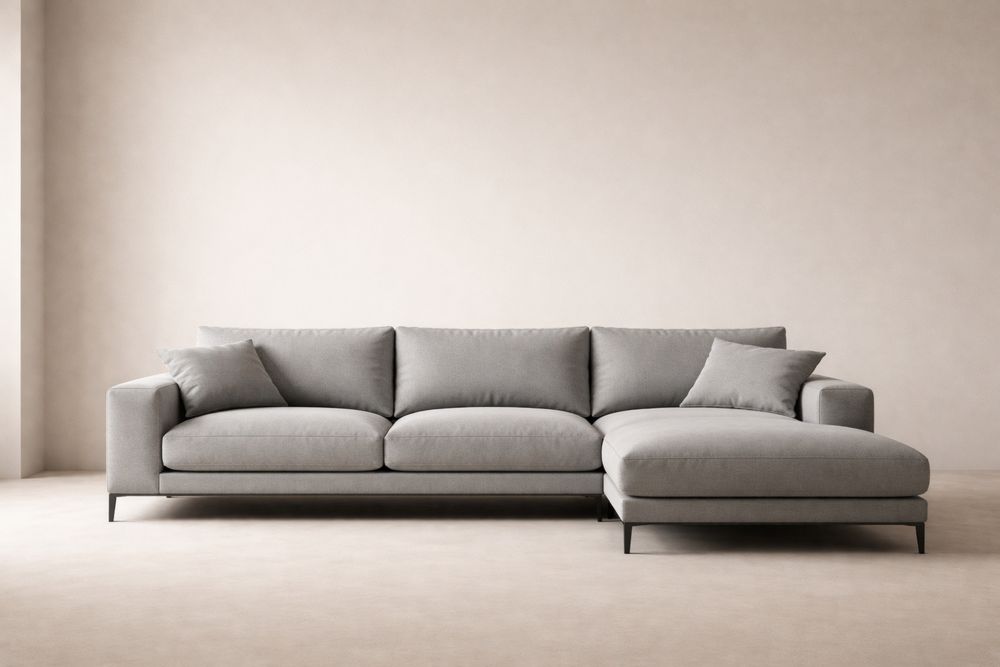 Canapé d'angle en tissu polyester gris-Caselivo