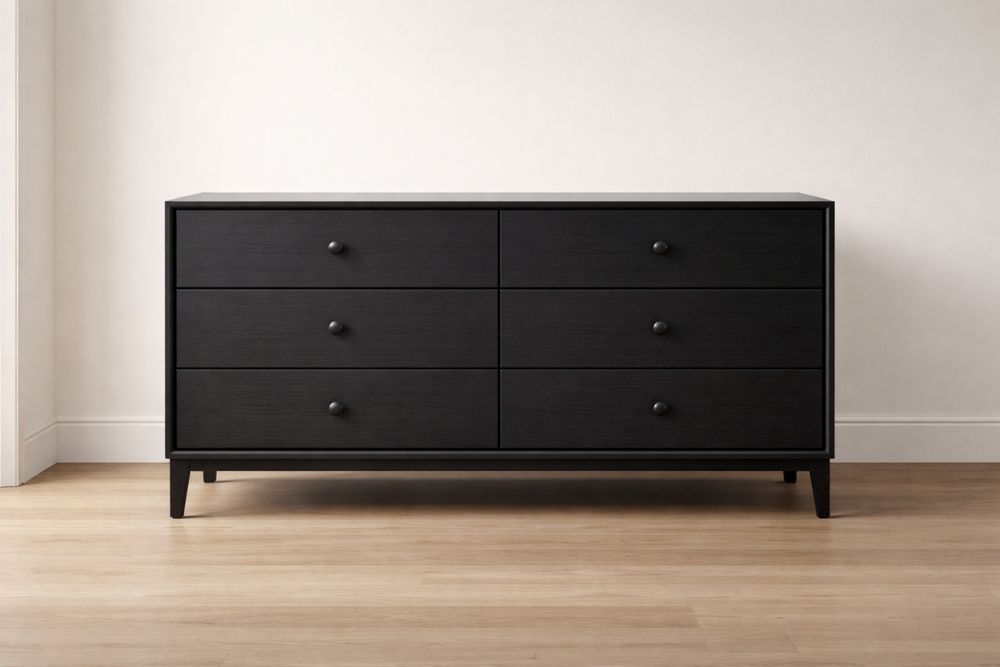 Commode 6 tiroirs en bois Noir-Caselivo