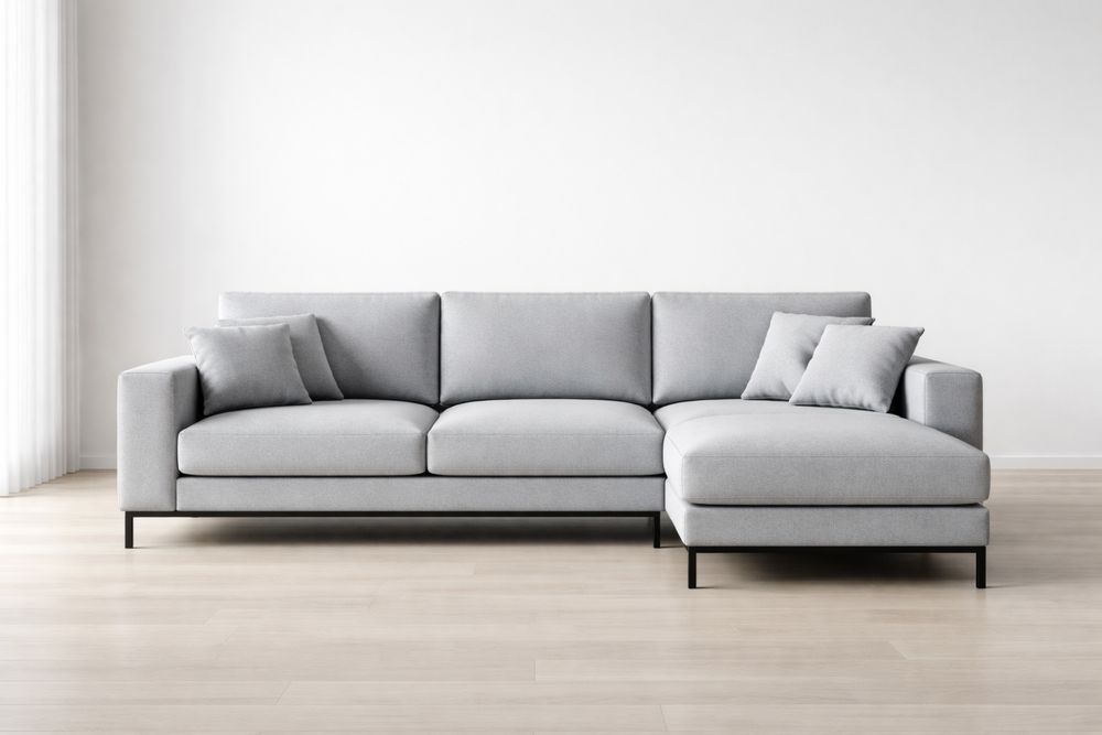 Canapé d'Angle Tissu Gris Structure Métal-Caselivo