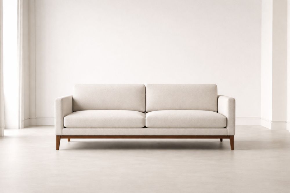 Canapé 2 places en tissu polyester Beige avec structure en bois de chêne-Caselivo