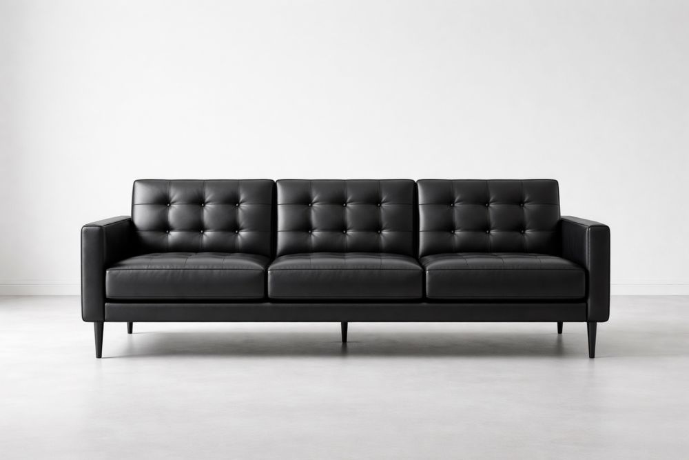 Canapé 3 places en cuir synthétique noir-Caselivo