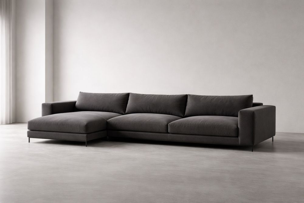 Canapé d'angle tissu avec méridienne et pieds métalliques Gris-Caselivo