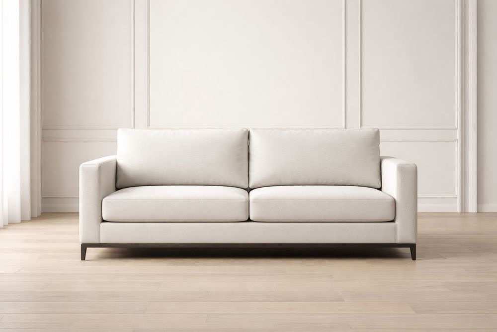 Canapé 2 places en bois et polyester beige-Caselivo