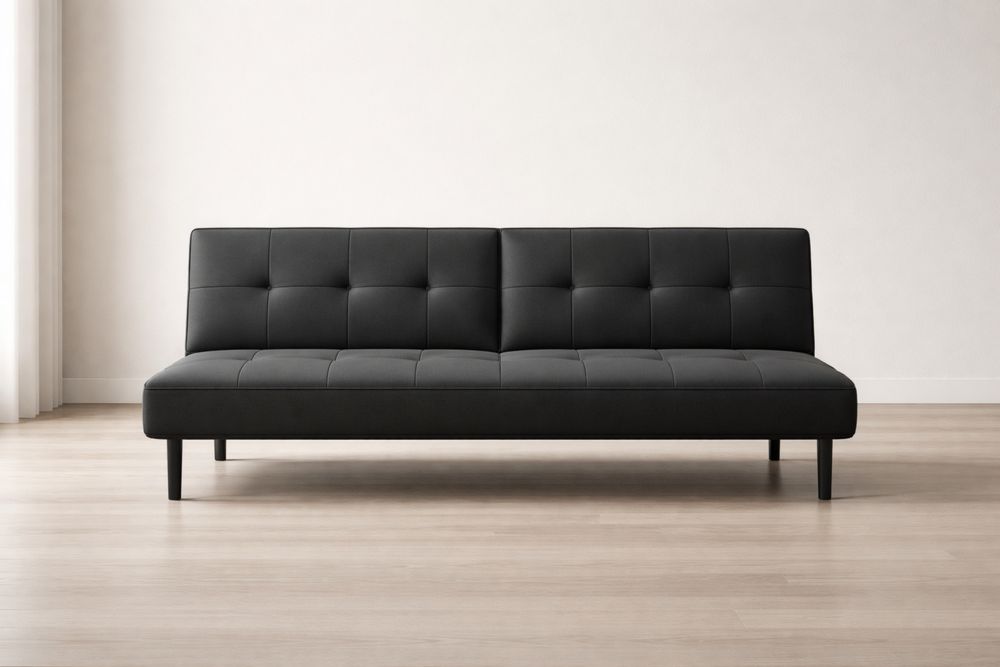 Canapé-lit en Similicuir Noir-Caselivo