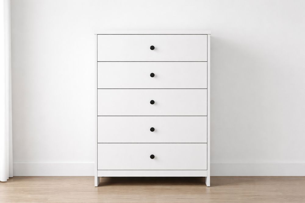 Commode en MDF avec 5 tiroirs Blanc 80x40x120cm-Caselivo