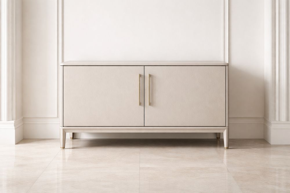 Buffet Bois MDF avec Poignées Métal Blanc-Caselivo