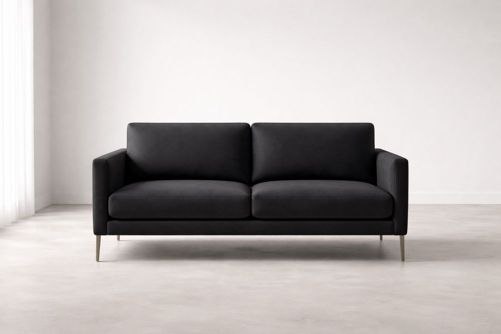 Canapé 2 Places Tissu Polyester Noir-Caselivo