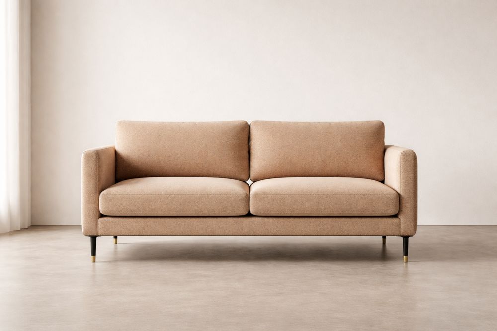 Canapé 2 places en tissu polyester marron pieds métal-Caselivo