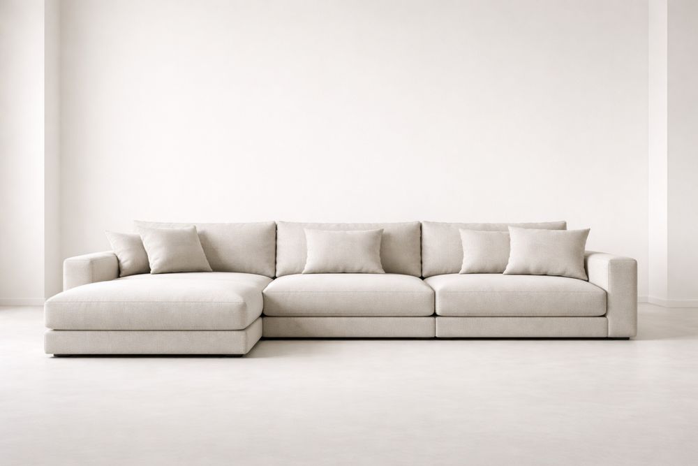 Canapé d'angle modulable en tissu Beige-Caselivo