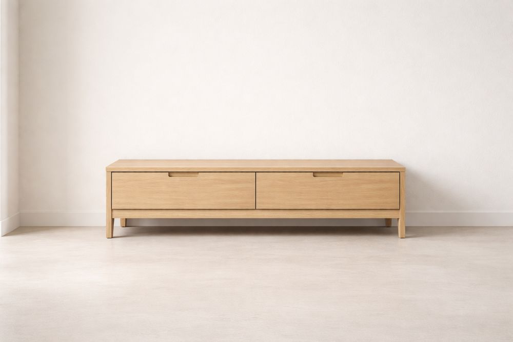 Meuble TV en bois avec tiroirs chêne naturel-Caselivo