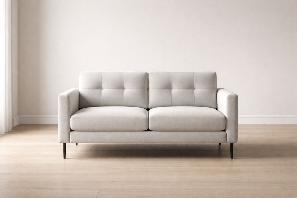 Canapé 2 places tissu polyester Gris Clair pieds en métal-Caselivo