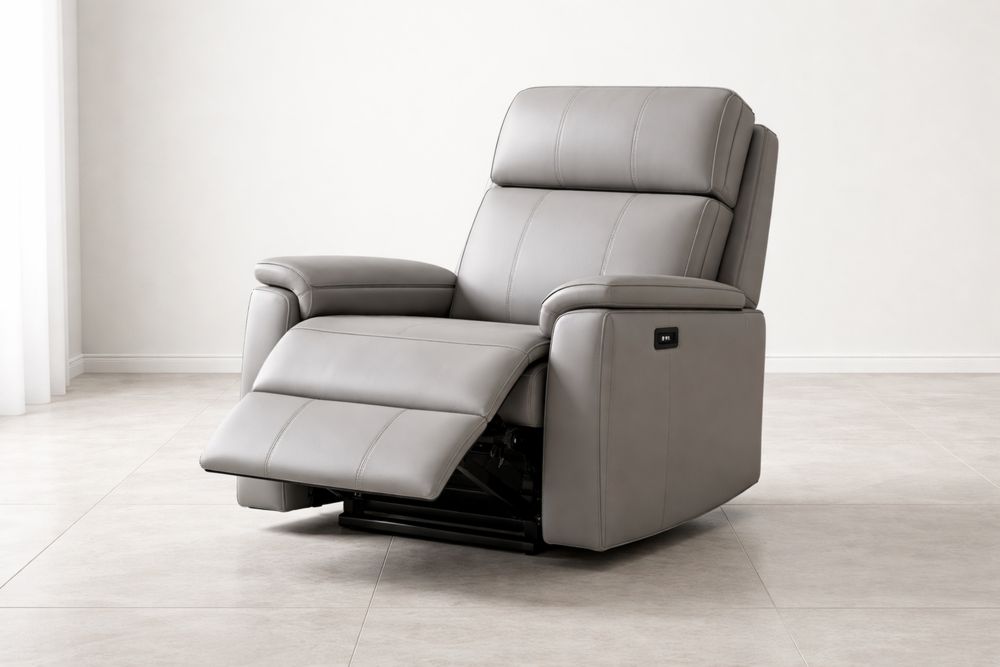 Fauteuil Repos Électrique Similicuir Gris-Caselivo