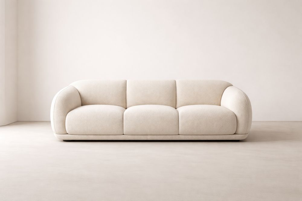 Canapé 3 Places Tissu Bouclé Beige-Caselivo