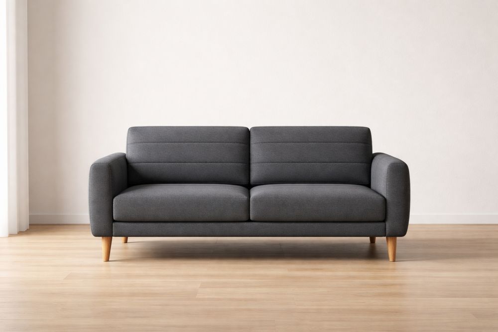 Canapé 2 Places Tissu Gris Pieds en Bois-Caselivo