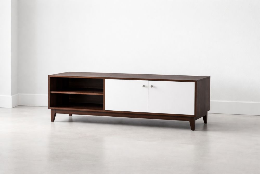 Meuble TV en bois et MDF marron et blanc-Caselivo