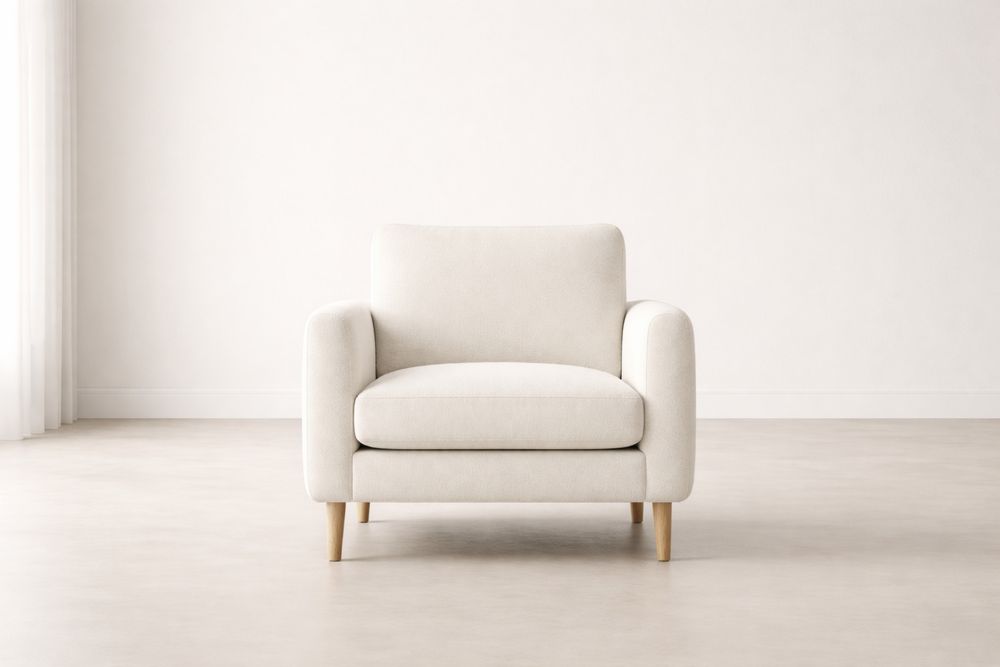 Fauteuil en Tissu Polyester Beige avec Cadre en Bois-Caselivo
