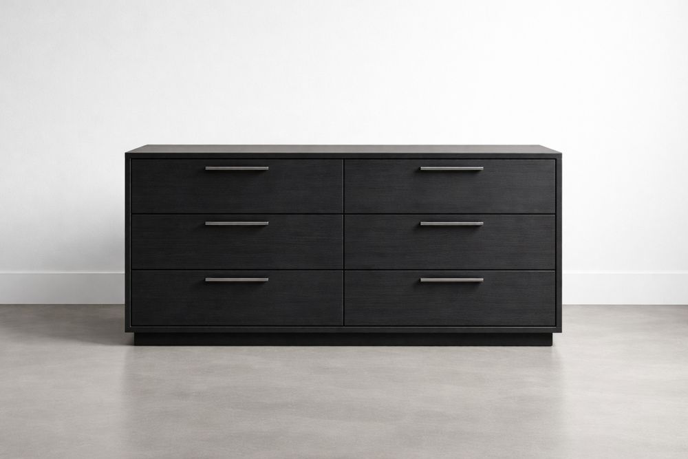 Commode Noir avec 6 Tiroirs-Decorloria