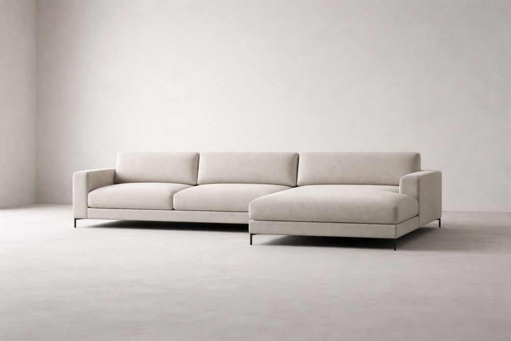 Canapé d'angle en tissu avec pieds en aluminium-Decorloria