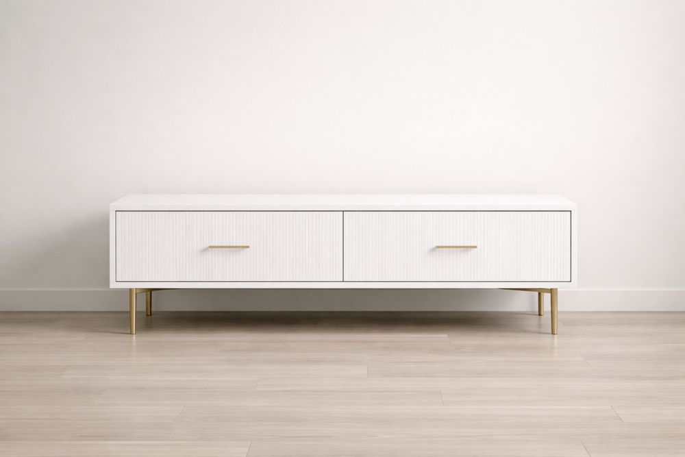 Meuble TV en MDF avec pieds en aluminium doré-Decorloria