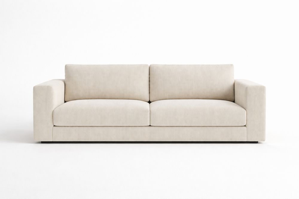 Canapé en tissu côtelé beige 2 places-Decorloria