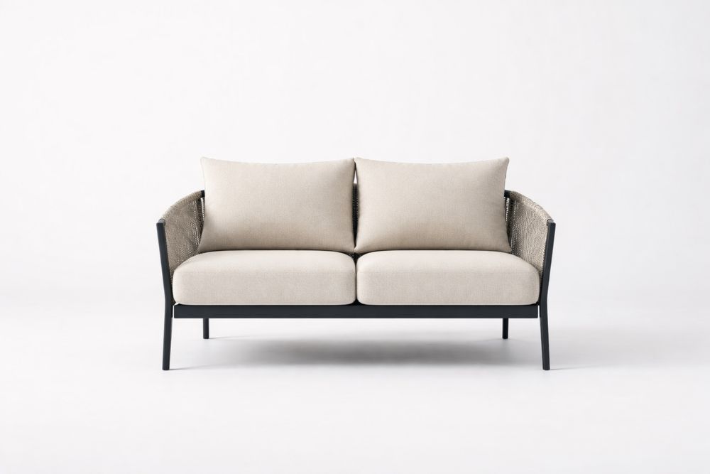 Canapé 2 Places Cadre aluminium Tissu Beige-Decorloria